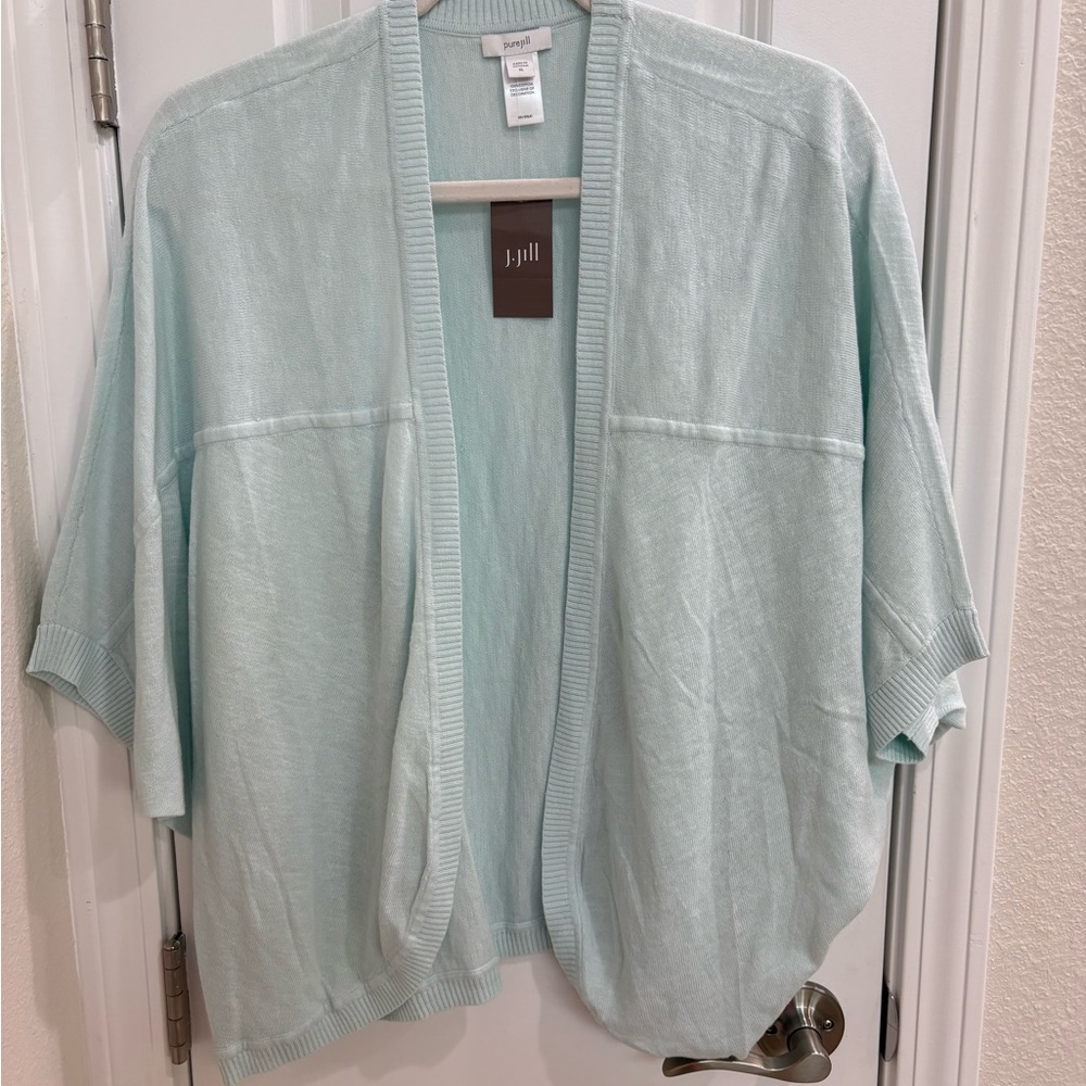 J.Jill Light Blue Open Cardigan